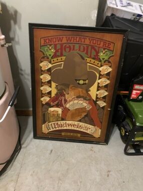 Budweiser Cowboy Poker Poster in Brown and Red